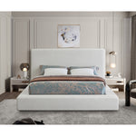 Devin Linen Textured Fabric Upholstered King Bed in Cream