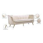 Margo 88" Velvet Upholstered Sofa in Cream
