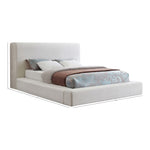 Devin Linen Textured Fabric Upholstered King Bed in Cream