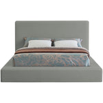 Devin Linen Textured Fabric Upholstered King Bed in Grey