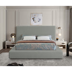 Devin Linen Textured Fabric Upholstered King Bed in Grey