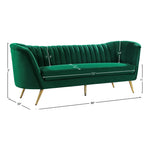 Margo 88" Velvet Upholstered Sofa in Green