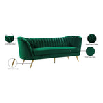 Margo 88" Velvet Upholstered Sofa in Green