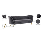Margo 88" Velvet Upholstered Sofa in Grey