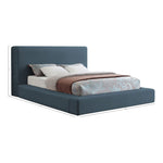 Devin Linen Textured Fabric Upholstered King Bed in Navy
