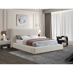 Devin Linen Textured Fabric Upholstered Queen Bed in Beige