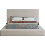 Devin Linen Textured Fabric Upholstered Queen Bed in Beige