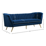 Margo 88" Velvet Upholstered Sofa in Navy