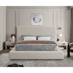 Devin Linen Textured Fabric Upholstered Queen Bed in Beige