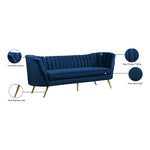 Margo 88" Velvet Upholstered Sofa in Navy