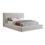 Devin Linen Textured Fabric Upholstered Queen Bed in Beige