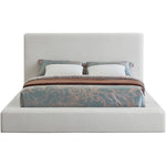 Devin Linen Textured Fabric Upholstered Queen Bed in Cream