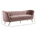 Margo 88" Velvet Upholstered Sofa in Pink