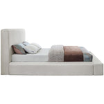 Devin Linen Textured Fabric Upholstered Queen Bed in Cream
