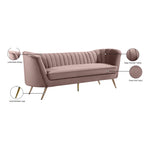Margo 88" Velvet Upholstered Sofa in Pink