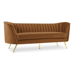 Margo 88" Velvet Upholstered Sofa in Saddle