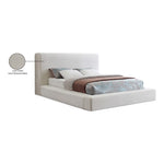 Devin Linen Textured Fabric Upholstered Queen Bed in Cream