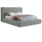 Devin Linen Textured Fabric Upholstered Queen Bed in Grey