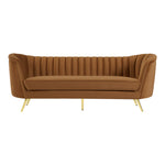 Margo 88" Velvet Upholstered Sofa in Saddle