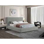 Devin Linen Textured Fabric Upholstered Queen Bed in Grey