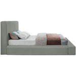 Devin Linen Textured Fabric Upholstered Queen Bed in Grey