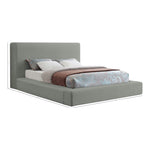 Devin Linen Textured Fabric Upholstered Queen Bed in Grey