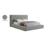 Devin Linen Textured Fabric Upholstered Queen Bed in Grey