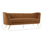 Margo 88" Velvet Upholstered Sofa in Saddle