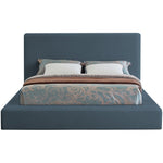 Devin Linen Textured Fabric Upholstered Queen Bed in Navy