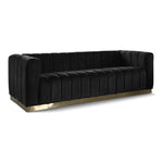 Marlon 86.5" Velvet Upholstered Sofa in Black