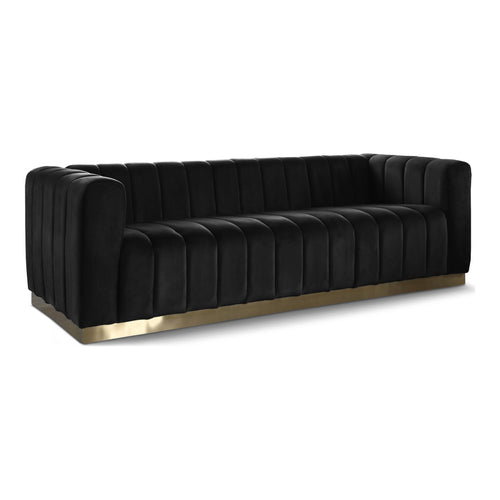 Marlon 86.5" Velvet Upholstered Sofa in Black