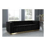 Marlon 86.5" Velvet Upholstered Sofa in Black