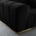 Marlon 86.5" Velvet Upholstered Sofa in Black
