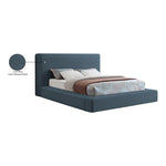 Devin Linen Textured Fabric Upholstered Queen Bed in Navy