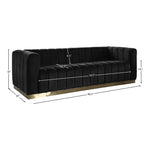 Marlon 86.5" Velvet Upholstered Sofa in Black
