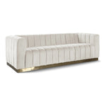 Marlon 86.5" Velvet Upholstered Sofa in Cream
