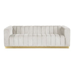 Marlon 86.5" Velvet Upholstered Sofa in Cream