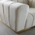 Marlon 86.5" Velvet Upholstered Sofa in Cream