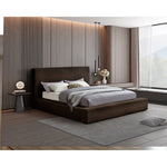 Dexter Corduroy Fabric Upholstered King Bed in Brown
