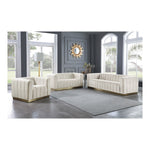 Marlon 86.5" Velvet Upholstered Sofa in Cream