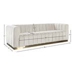 Marlon 86.5" Velvet Upholstered Sofa in Cream