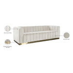 Marlon 86.5" Velvet Upholstered Sofa in Cream