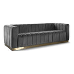 Marlon 86.5" Velvet Upholstered Sofa in Grey