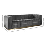 Marlon 86.5" Velvet Upholstered Sofa in Grey