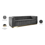 Marlon 86.5" Velvet Upholstered Sofa in Grey