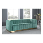 Marlon 86.5" Velvet Upholstered Sofa in Mint