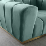 Marlon 86.5" Velvet Upholstered Sofa in Mint