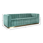 Marlon 86.5" Velvet Upholstered Sofa in Mint