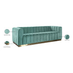 Marlon 86.5" Velvet Upholstered Sofa in Mint