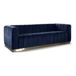 Marlon 86.5" Velvet Upholstered Sofa in Navy